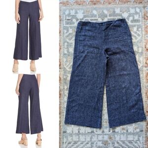 Theory Linen Wide-Leg Terena B Chambray Capri Wide Leg Pants